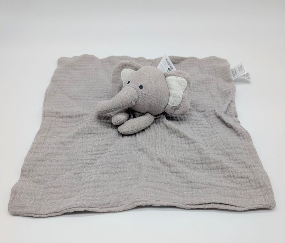 NWT Carter's Child of Mine Muslin Gray Elephant Lovey Security Blanket Unisex - Picture 2 of 9